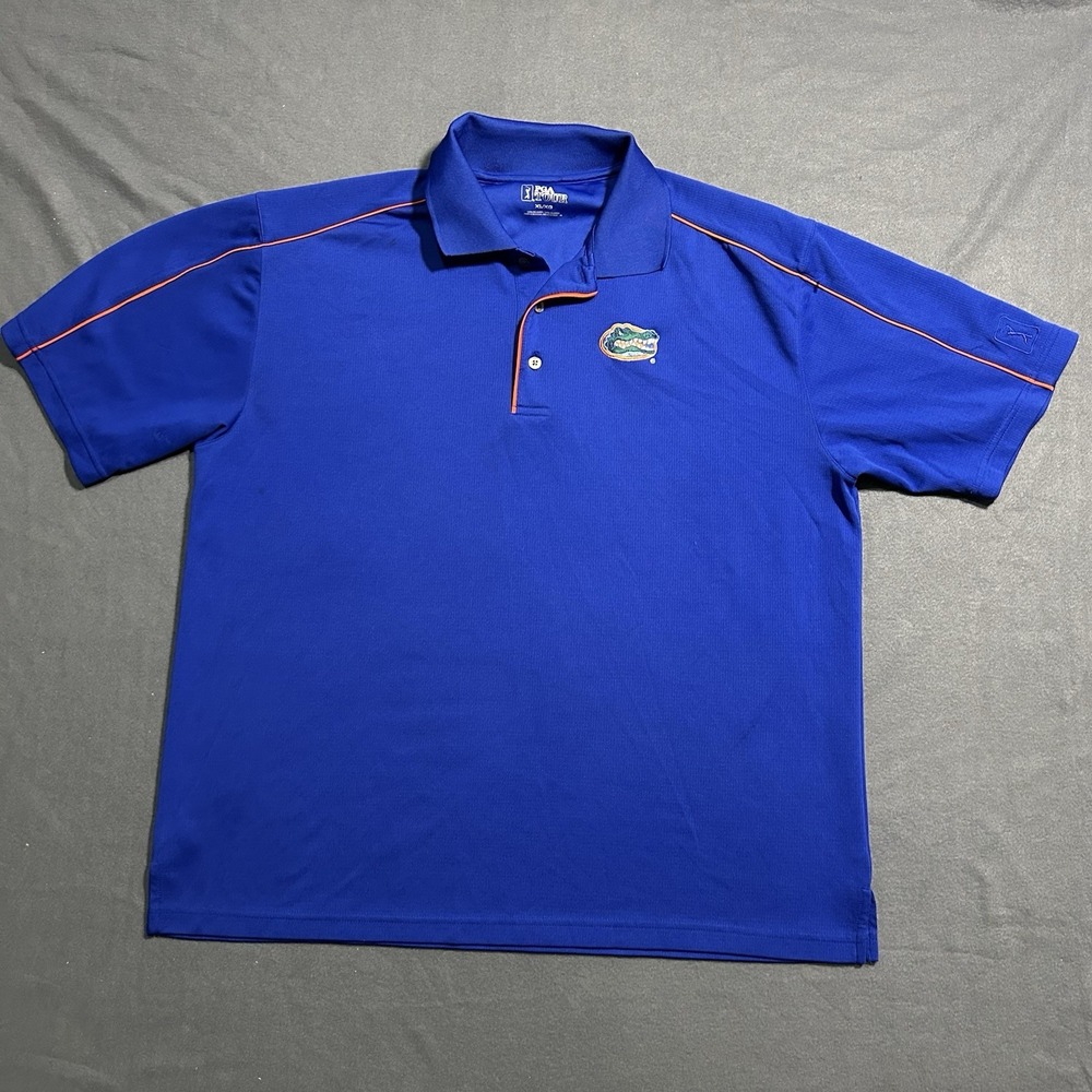 PGA Tour Polo Shirt, Blue‎ & Orange Florida University Gators, XL, Short Sleeve